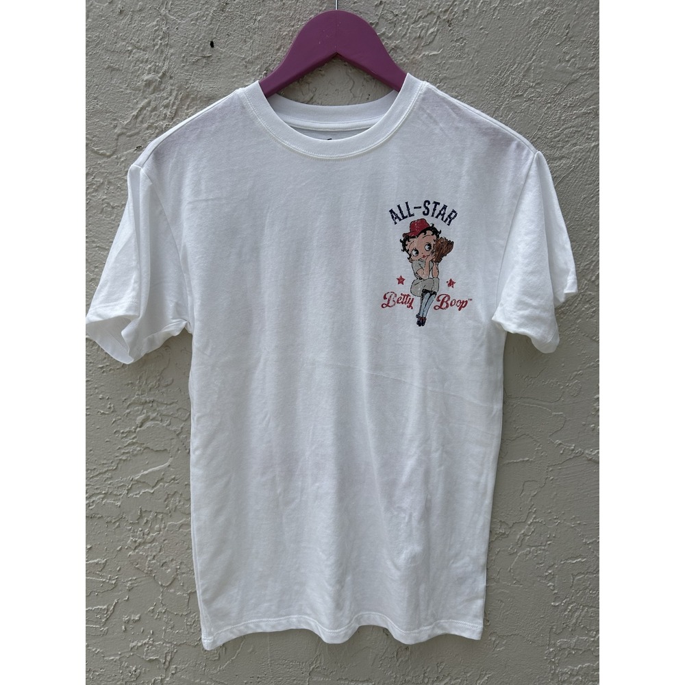 Betty Boop Baseball Graphic T-Shirt White All-Star XXS Fleischer Studios Freeze